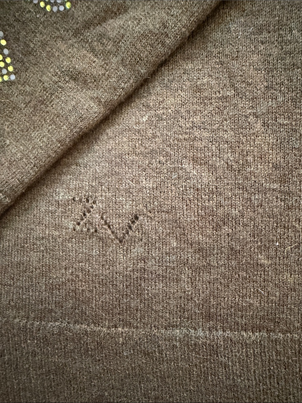 ZADIG AND VOLTAIRE Olive Green Embellished Sweater with Rhinestone Patches - Picture 9 of 10